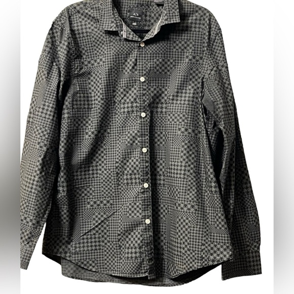 Armani Exchange Shirt Mens Xl Black and green color Button Down Long Sleeve - Picture 7 of 10